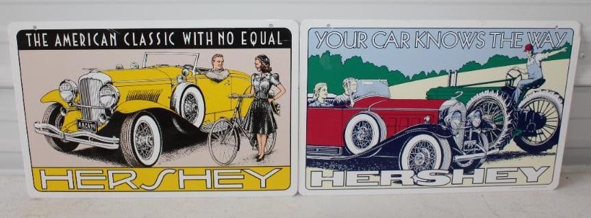Group of 2 1994 and 1995 Hershey Car Show and Swap Meet Advertising Signs: 17.5x12