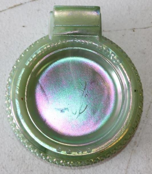Pennsylvania Vacuum Cup Glass No Skid Tire Shaped Ash Tray "Green" (1 of 2)