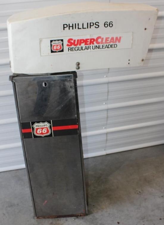 Unique Tokheim Phillip 66 Gas Pump: 27.5x13x51. Top Cover Is Fiberglass. Bottom Is Stainless Steel