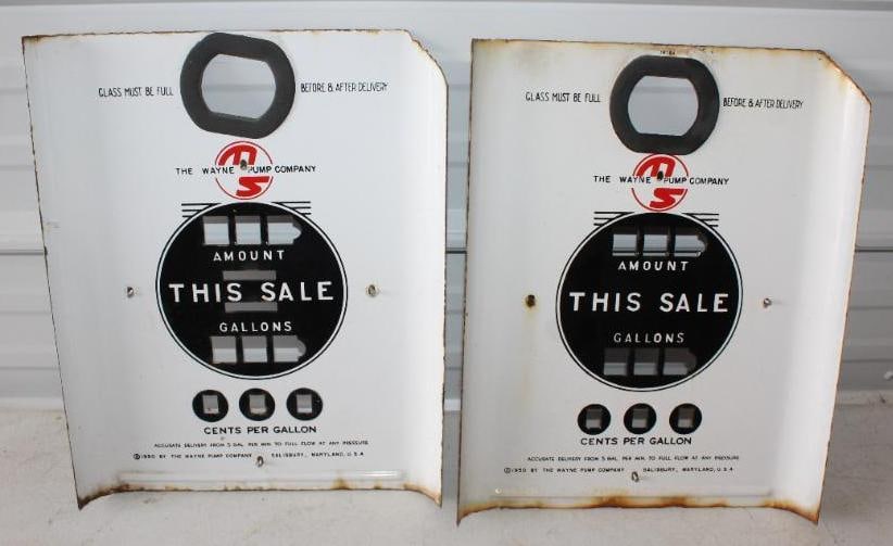 Pair Of 1950 Wayne Pump Company Porcelain Gas Pump Faces (1 of 4)