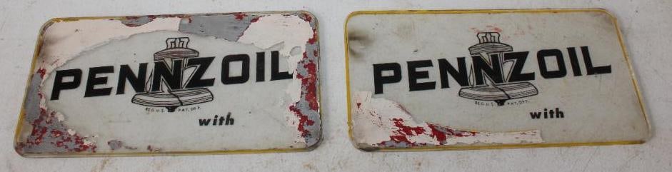 Pair of Pennzoil Ad Glass for Bennett Oil Can Rack (1 of 4)