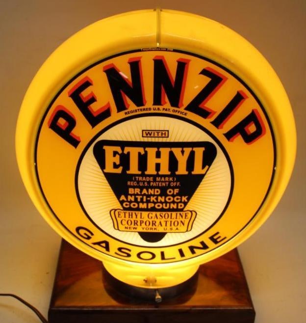 Reproduction Pennzip With Ethyl Gas Pump Globe Lens on Capco Body (1 of 14)