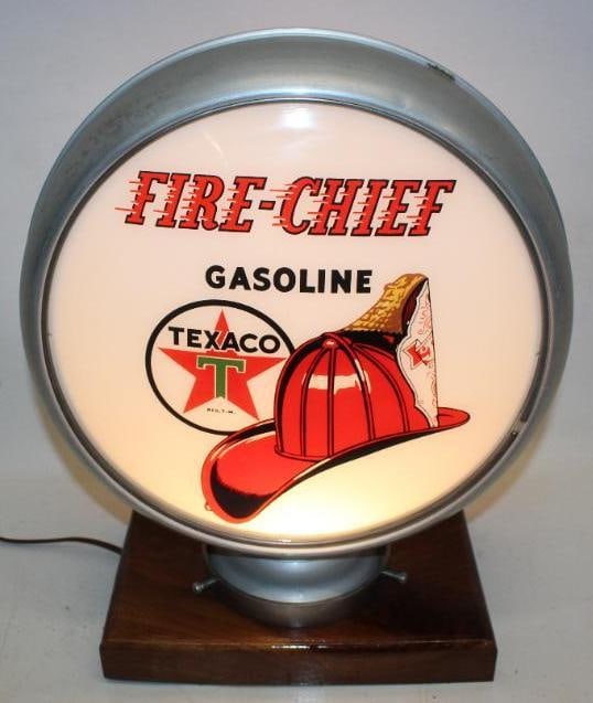 Reproduction Texaco Fire Chief Gas Pump Globe Lens On New 13.5inch Metal Body (1 of 14)