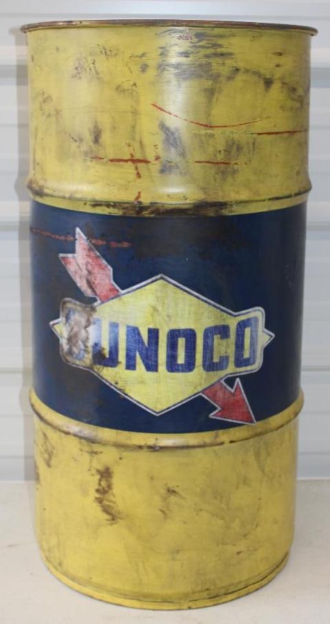 Blue & Yellow 120 Lb Grease Can with Sunoco Decal (1 of 5)