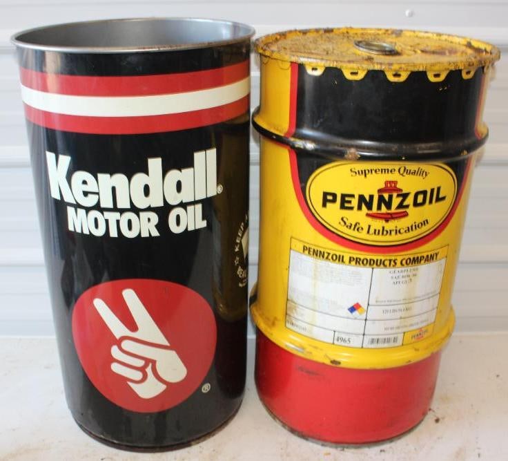 Group of 2 Pennzoil and Kendall 120lb Grease Cans (1 of 3)