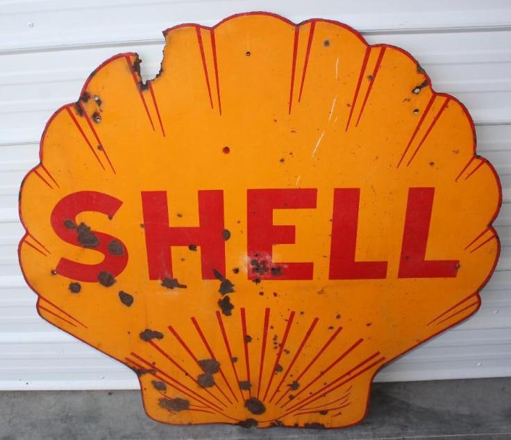 Shell Gas Station DSP Clam Shell Shaped Advertising Sign: 48x48