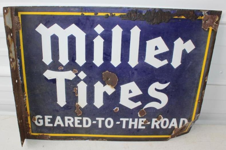 DSP Miller Tires Geared-To-The-Road Advertising Flange Sign: 24x18x2.25