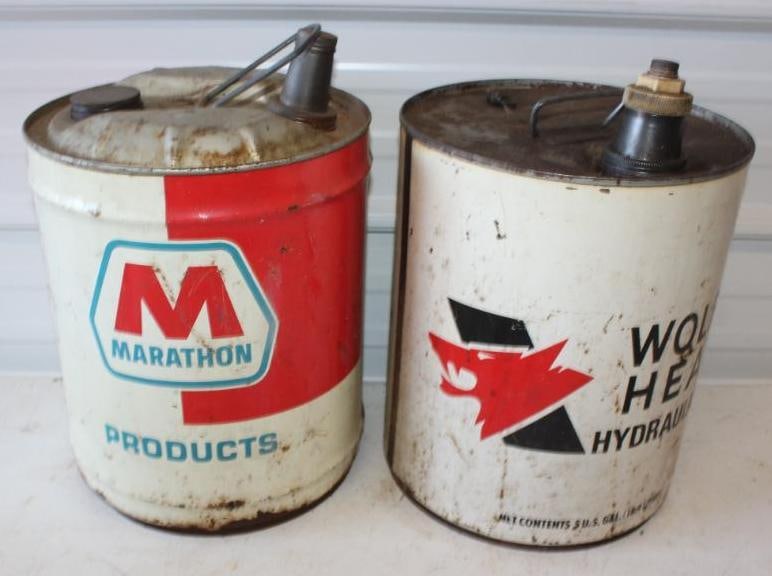 Group of 2 Marathon and Wolf's Head 5 Gallon Cans (1 of 4)
