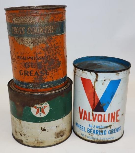 Group of 3 Texaco, Valvoline and Cross Country 5lb Grease Cans (1 of 2)