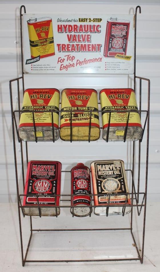Marvel Mystery Oil & Hi-Rev Countertop Advertising Display Rack with 6 Cans (1 of 5)