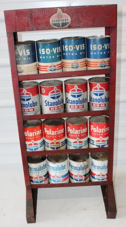 Standard Oil 16 Motor Oil Quart Can Rack with 4 Iso-Vis, Stanolube, Polarine & Permalube (1 of 8)