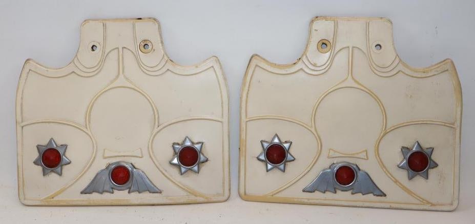 Pair Of 2 White Rubbered Jeweled Mud Flaps: 10x8.5 Each