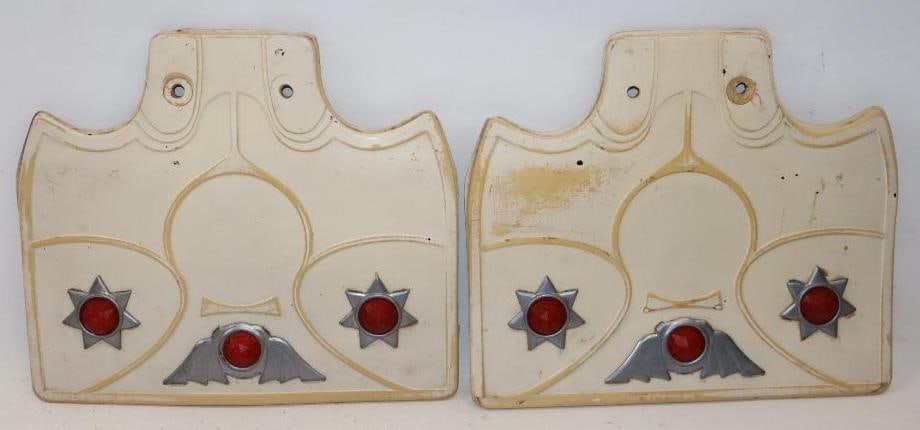 Pair Of 2 White Rubbered Jeweled Mud Flaps: 10x8.5 Each