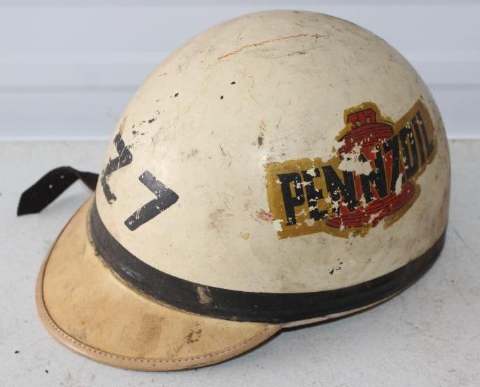 Early Motorcycle Helmet With Pennzoil Decal (1 of 4)