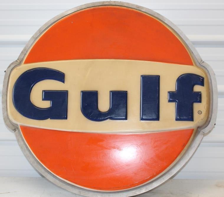 Embossed Gulf Dog Ear Light Up Gas Station Sign (1 of 5)