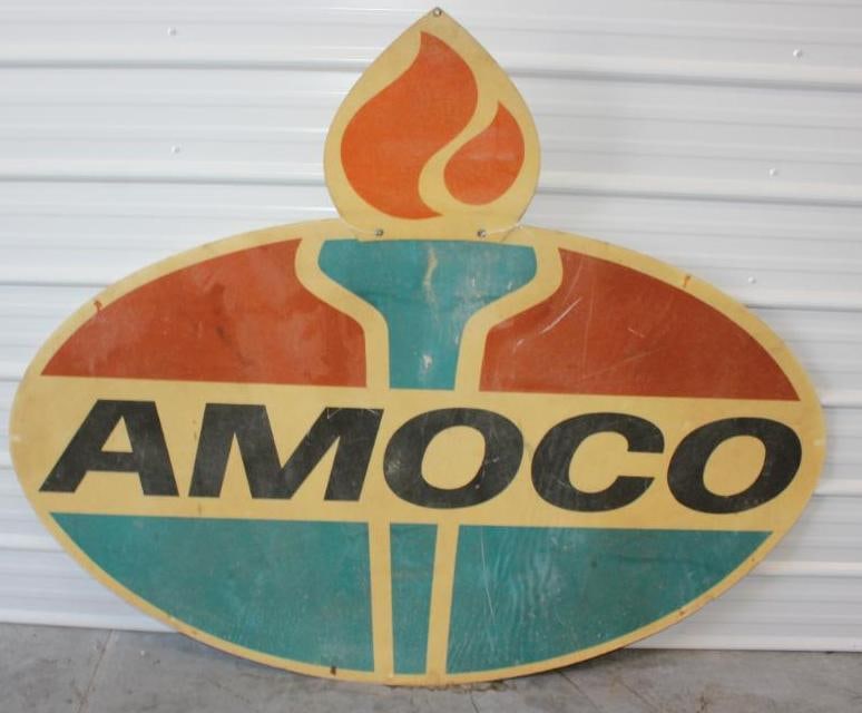 Single Sided Fiberglass Amoco Gas Station Service Sign (1 of 6)