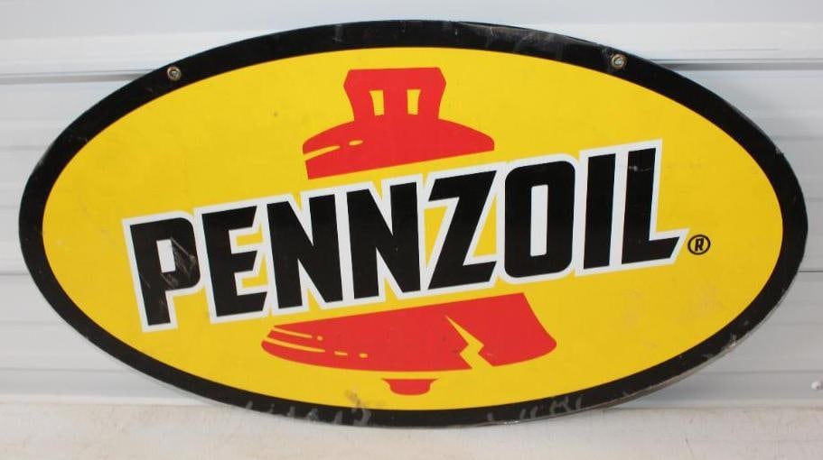 Double Sided Aluminum Pennzoil Advertising Sign (1 of 2)