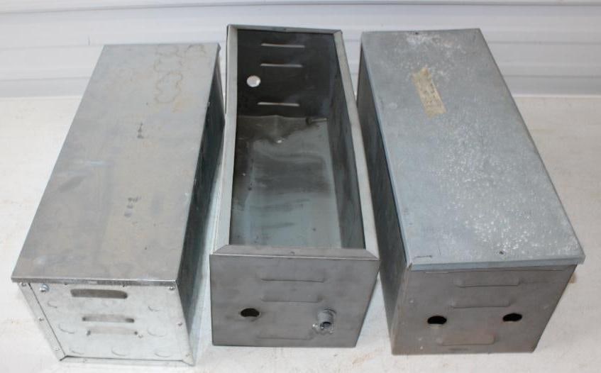 Group of 3 Empty Neon Transformer Boxes with Galvanized Steel Enclosures (1 of 2)