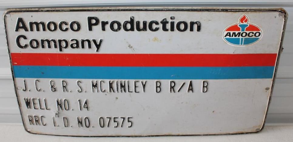 Amoco Production Company Embossed Well Lease Sign (1 of 4)