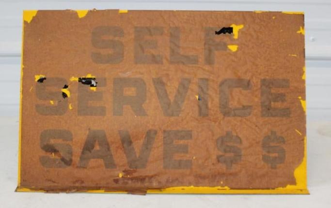 Self Service Save $$ Doublesided Gas Pump Topper with Original Shipping Paper (1 of 3)