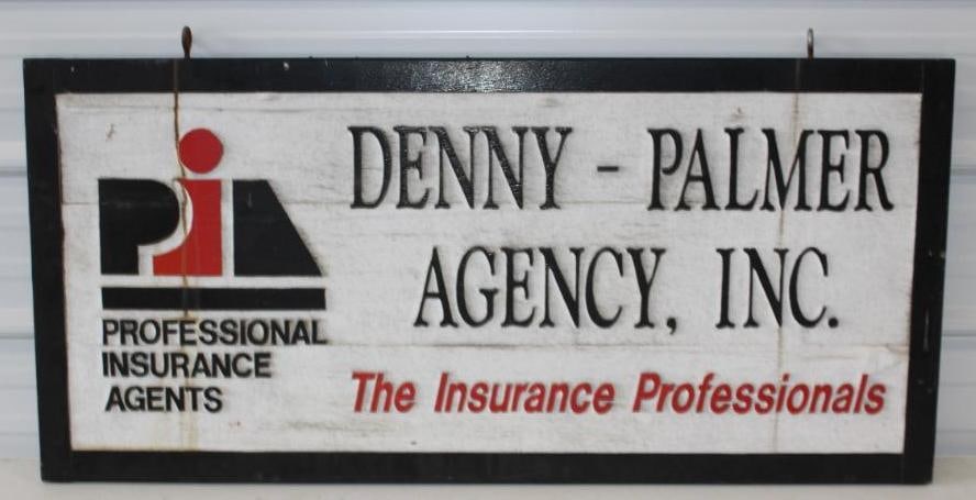Professional Insurance Agents Double Sided Embossed Wood Advertising Sign: 46x22x1.75