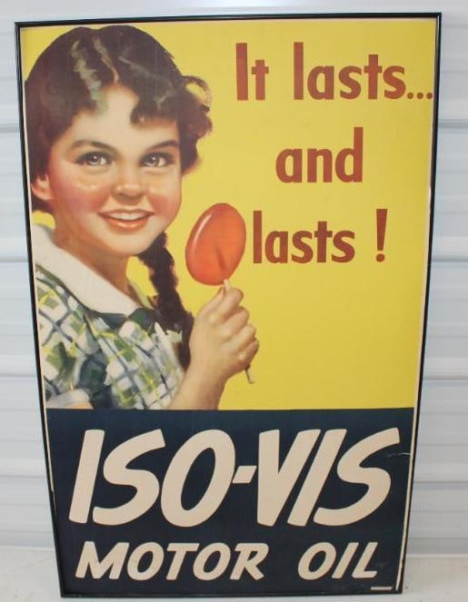 ISO-VIS Motor Oil 1939 Reproduction Foam Core Framed Sign (1 of 3)