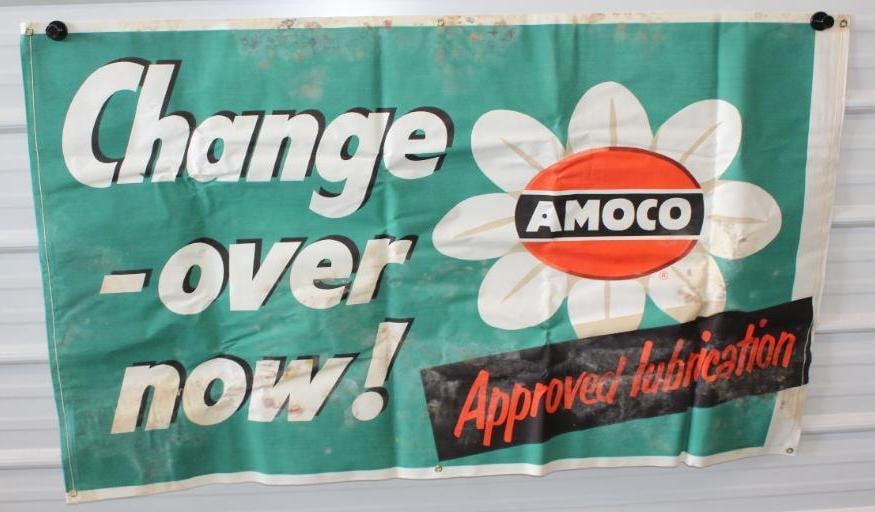 Change Over Now Amoco Approved Lubrication Advertising Canvas Banner (1 of 4)