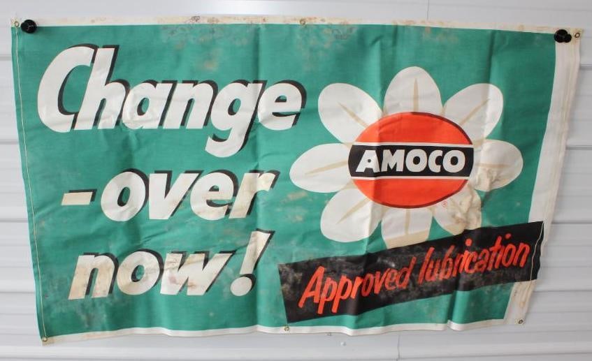 Change Over Now Amoco Approved Lubrication Advertising Canvas Banner (1 of 4)