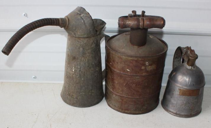 Group of 3 Different Early Oil Pour Cans (1 of 5)