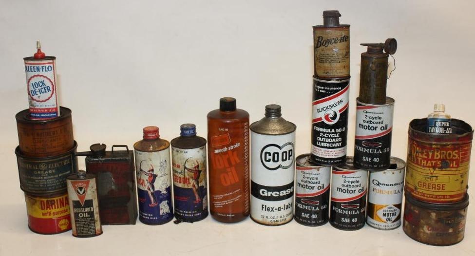 Group of 19 Oil & Grease Advertising Cans (1 of 4)