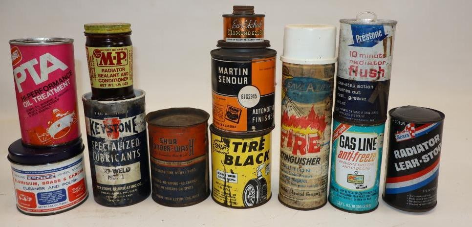 Group of 12 Auto Related Advertising Cans (1 of 4)