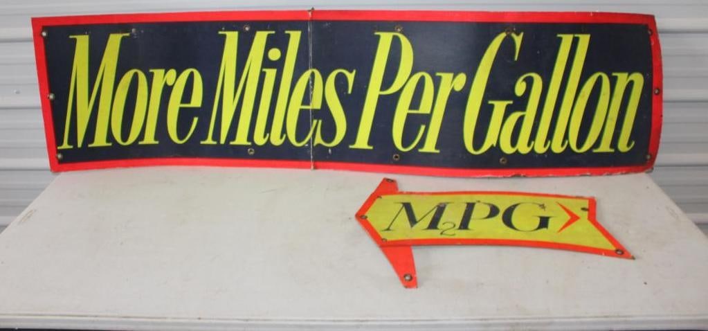 Group of 2 More Miles Per Gallon Heavy Gas Station Cardboard Signs (1 of 5)