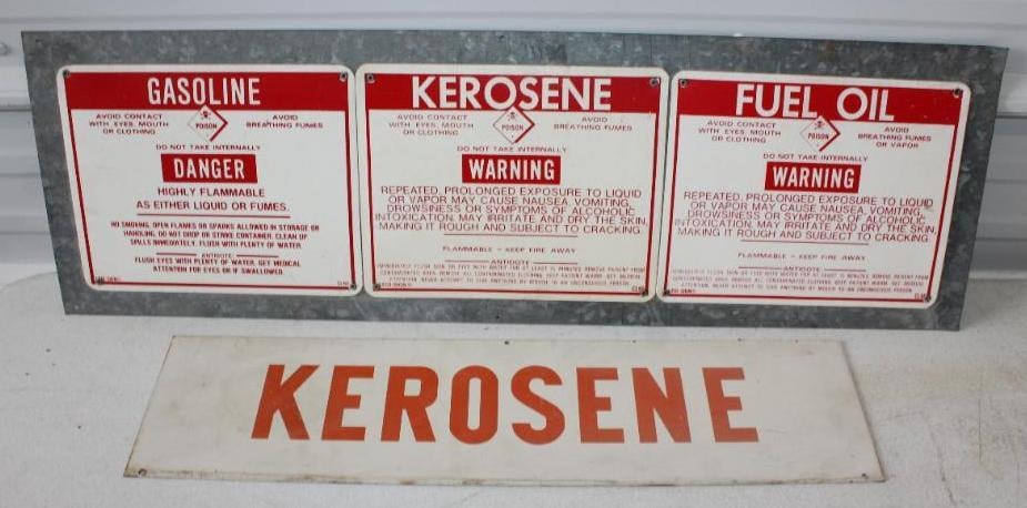 Group of 4 Gasoline, Kerosene & Fuel Oil Gas Pump & Warning Signs (1 of 6)