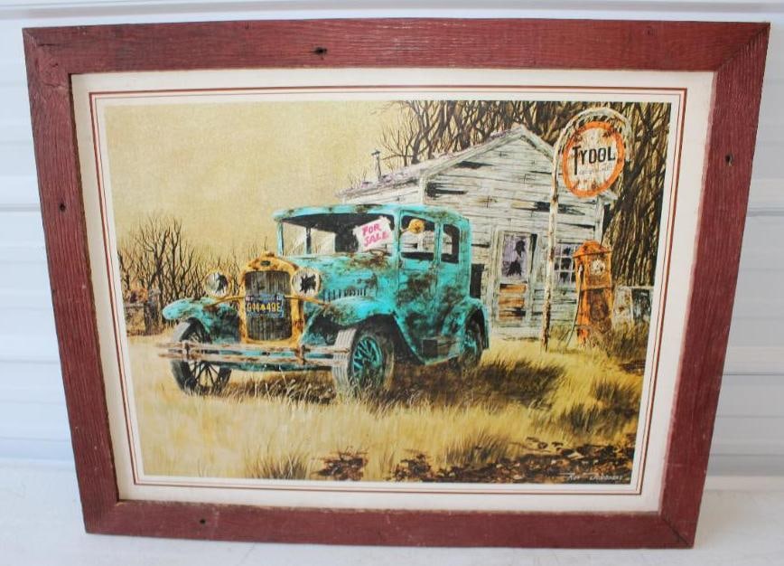 Wood Framed Tydol Gas Station Ron Dumbosky Scene Print (1 of 4)