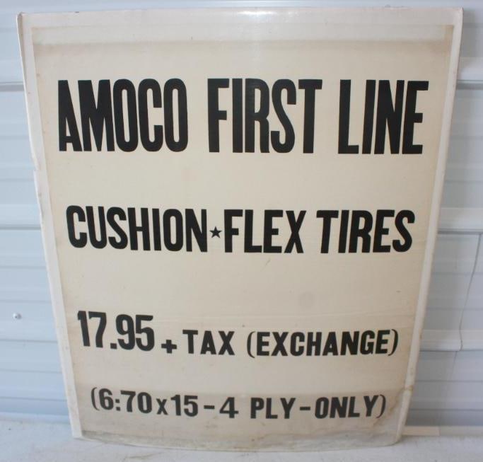 Group of 2 Amoco First Line Cushion Flex Tires Advertising Window Poster (1 of 6)