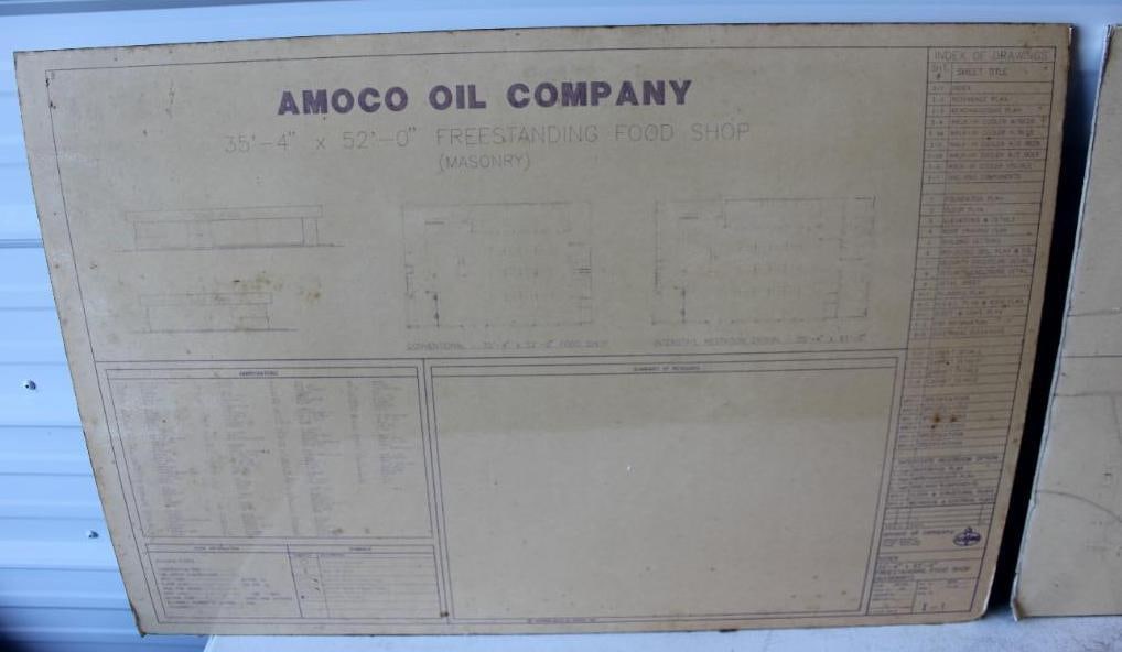Group of 2 Amoco Oil Company Gas Station Layout Blue Print (1 of 8)