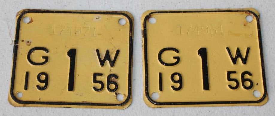 Group of 2 1956 Indiana Gross Weight 1ton License Plates (1 of 5)