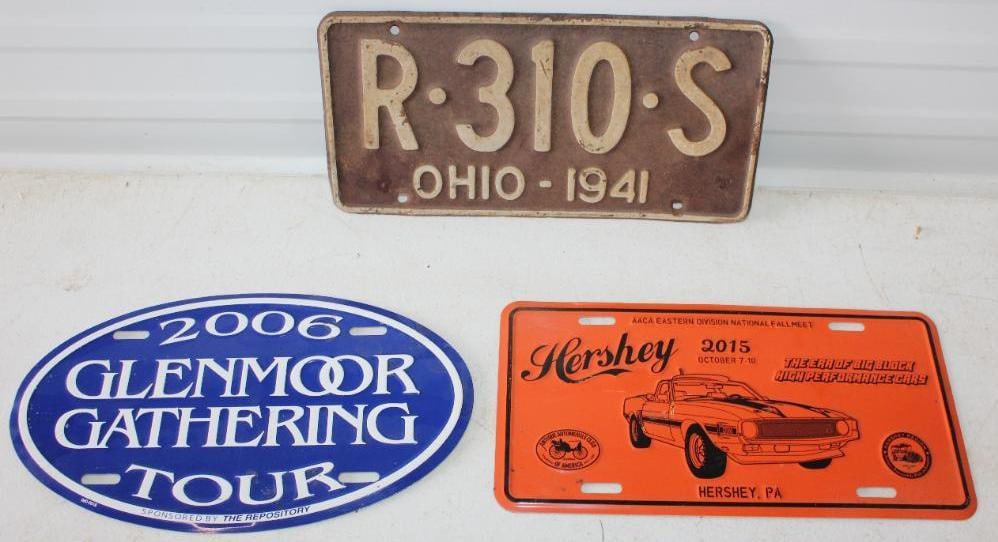 Group of 3 1941 Ohio and 2000s Car Show Booster Plates: Larges is12x6
