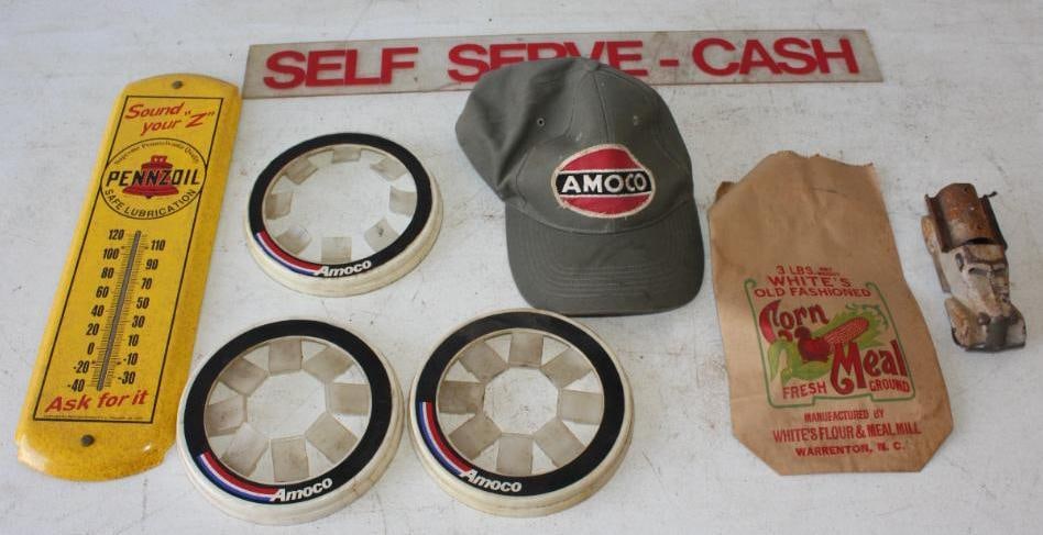 Group of 8 Amoco, Pennzoil and Other Advertising Signs (1 of 4)