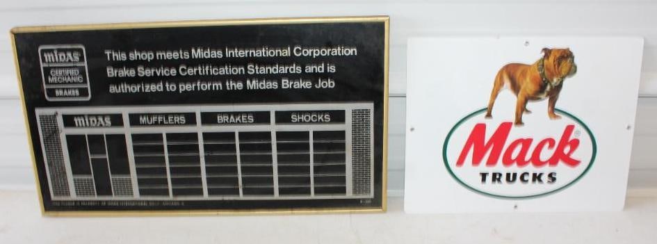 Group of 2 Midas and Mack Trucks Advertising Signs (1 of 4)