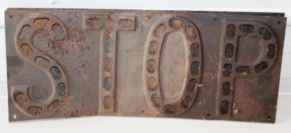 Early Embossed Stop Sign with Reflectors (1 of 2)