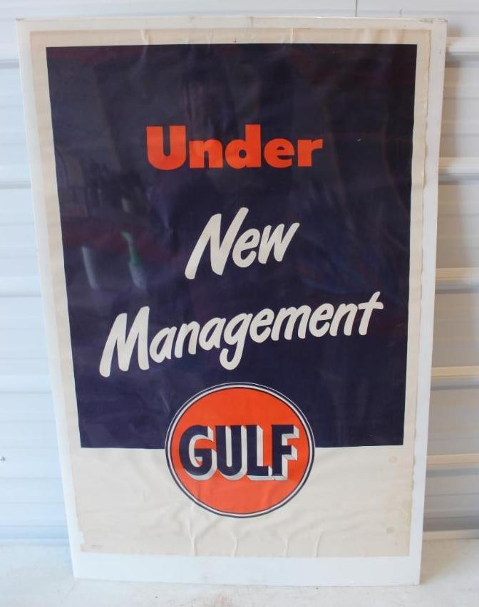 Gulf Gas Station Under New Management Window Poster Shink-Wrapped To Corrugated Plastic (1 of 3)