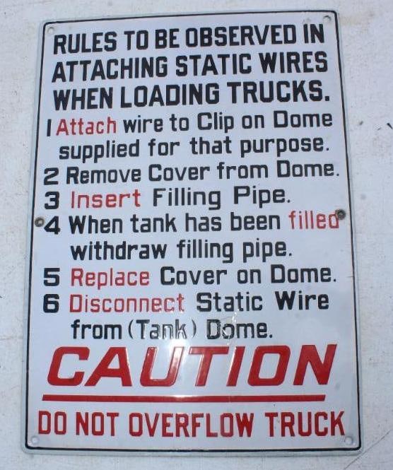 Embossed Porcelain Gas Station Truck Warning Sign (1 of 4)