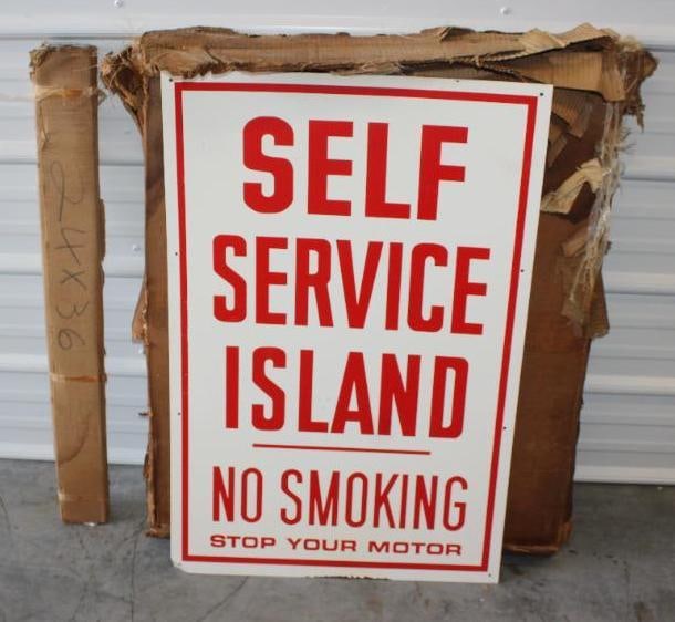 Group of 4 Self Service Island No Smoking Stop Your Motor SST Gas Station Signs In Original Box (1 of 10)