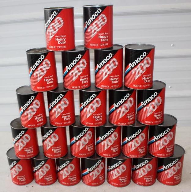 Group of 24 Amoco 200 HD Composite 1 Quart Oil Cans Without Box (1 of 2)
