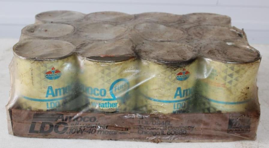 Case of 12 Amoco LDO All Weather Composite 1 Quart Oil Cans (1 of 4)