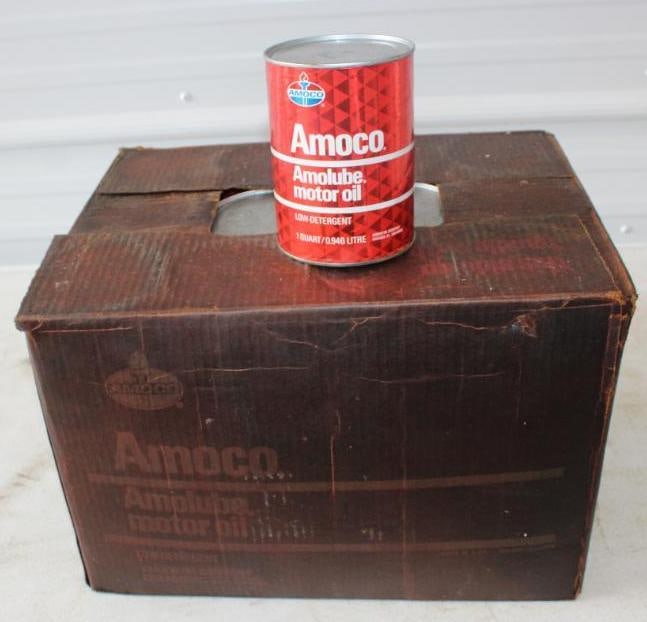 Case of 24 Red Amoco Amolube Full Composite 1 Quart Oil Cans (1 of 2)