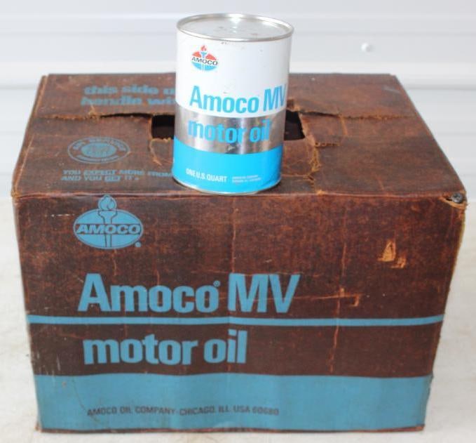 Group of 13 Amoco MV Composite 1 Quart Oil Cans with Original Case (1 of 2)