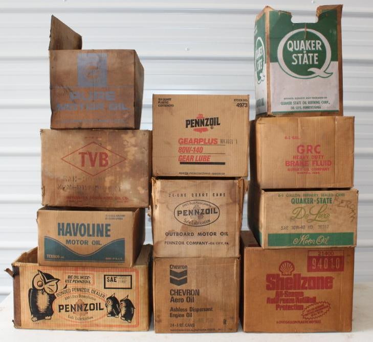 Group of 11 Pennzoil with Owls/Outboard, Chevron Aero, Pure, Quaker State, Havoline, Shell, GRC, & (1 of 5)