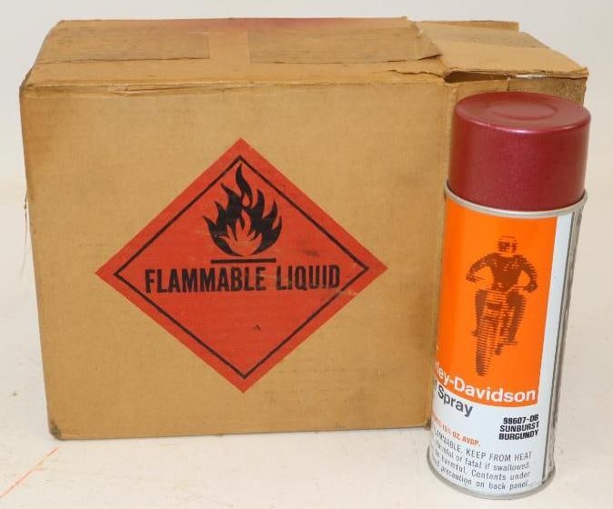 Group Of 6 Harley-Davidson Motorcycle Self Spray Sunburst Burgundy Spray Paint Cans In Original Box (1 of 5)
